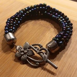 (3/$40) VINTAGE HANDMADE PYRHITE KUMIHIMO 🌺 CLASP BRACELET